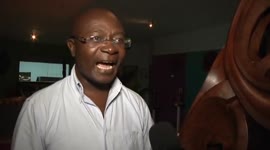 Sukaati Gowtu expositie in het kader van Carifesta bij de SMS pier